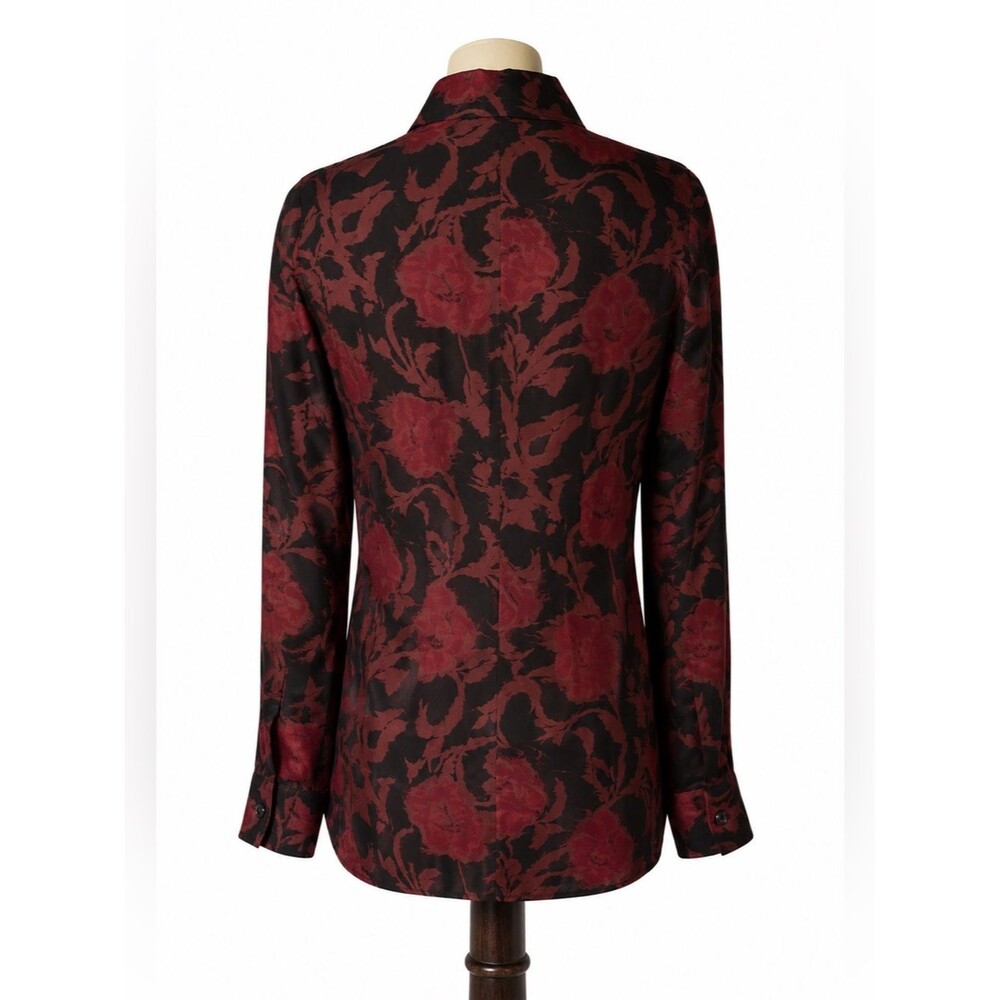 NWOT Vintage Sigrid Olsen button up blouse.  Black Burgundy color. Medium - Picture 3 of 9